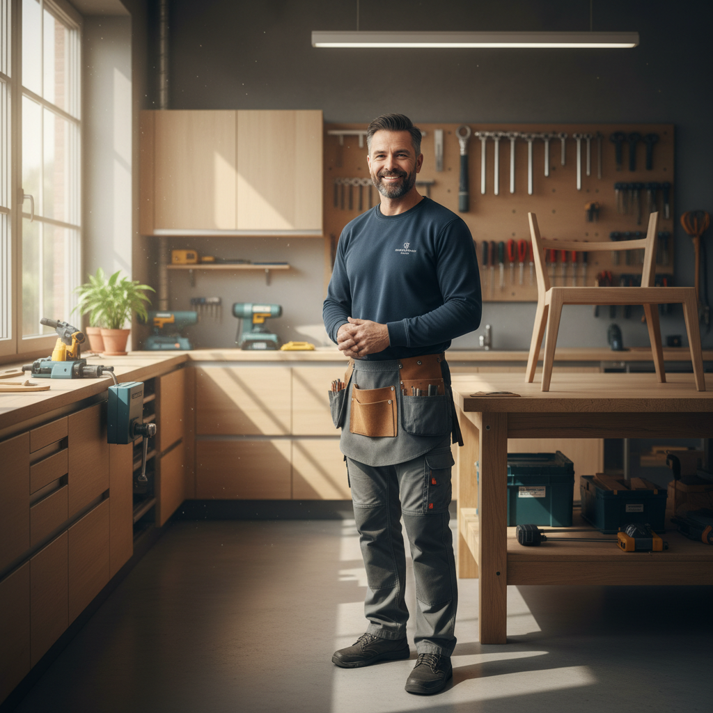 Handwerker in moderner Werkstatt